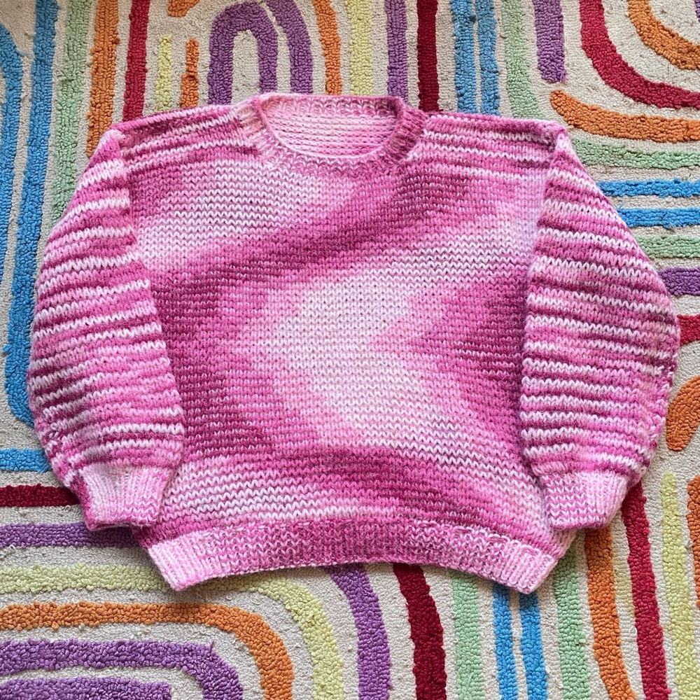 Vintage Monochrome Oversized Crochet Sweater